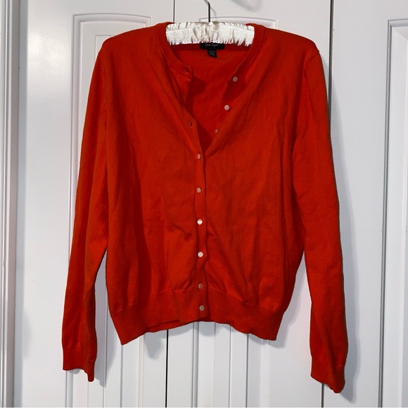 Lord & Taylor Sweaters - Lord & Taylor Vibrant Orange Button Up Cardigan